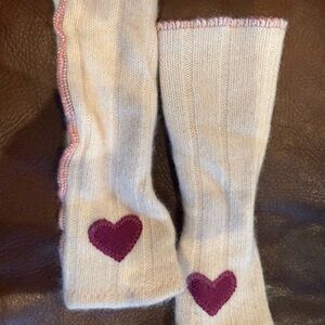 Pink Fingerless Gloves with heart ♥️ with Heart Design